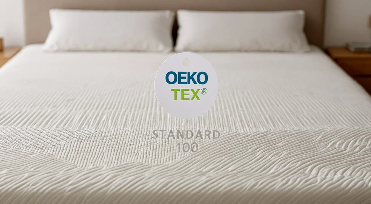 logo OEKO-TEX certification sur un matelas