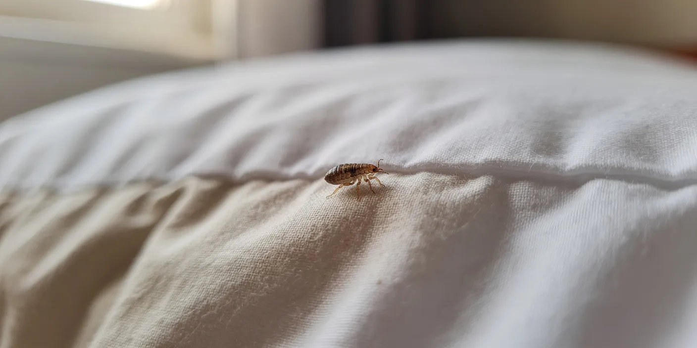 Un poux de tête sur un oreiller
