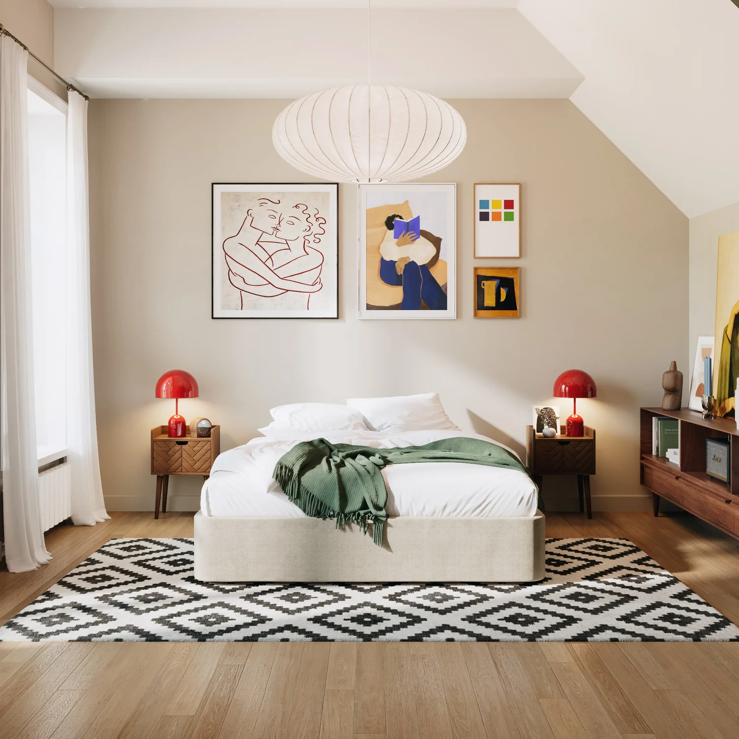 Sommier coffre Nova de Slome, finition tapissier beige, fermé
